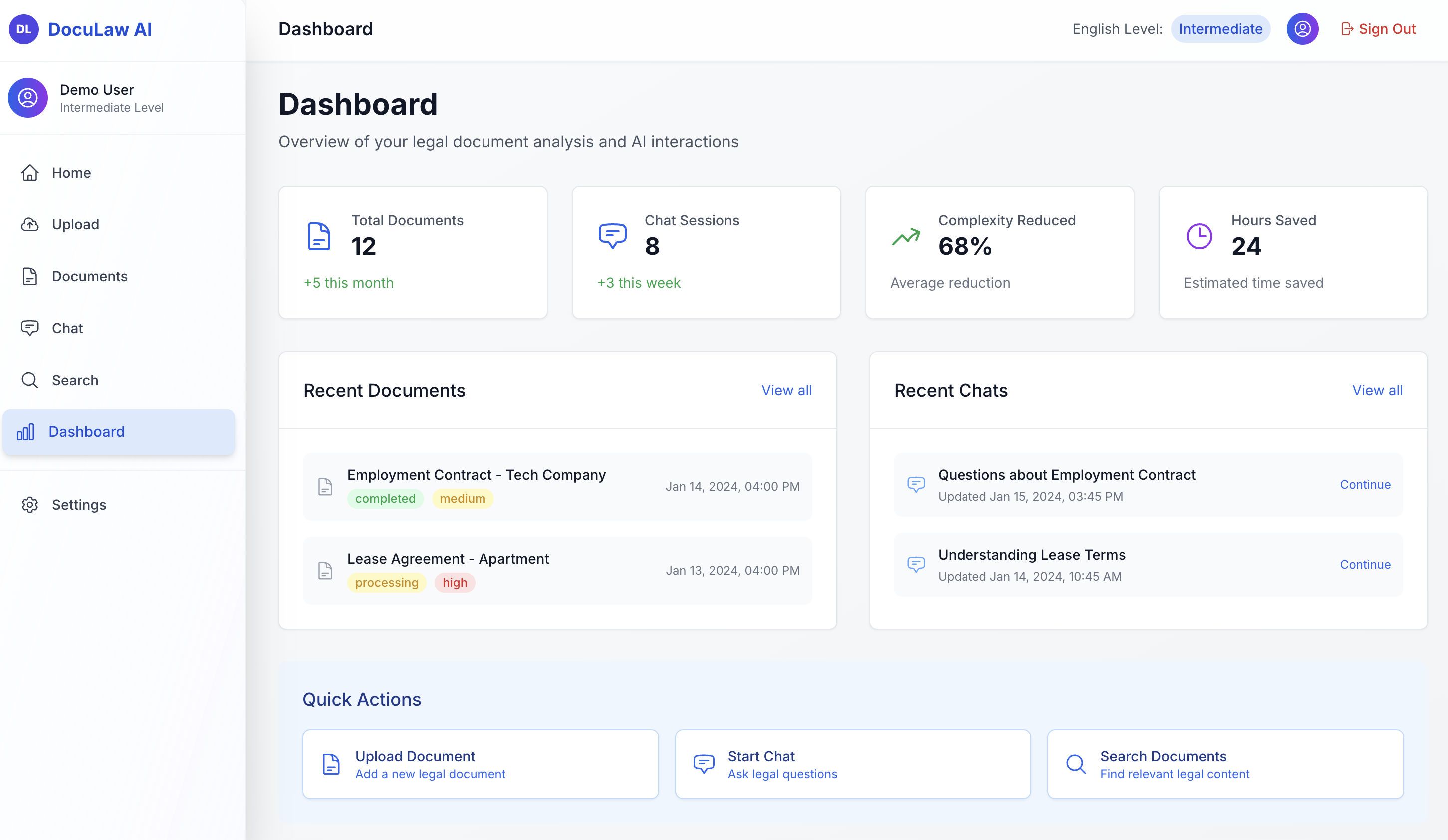 DocuLawAI: Frontend concept for a legal AI assistant