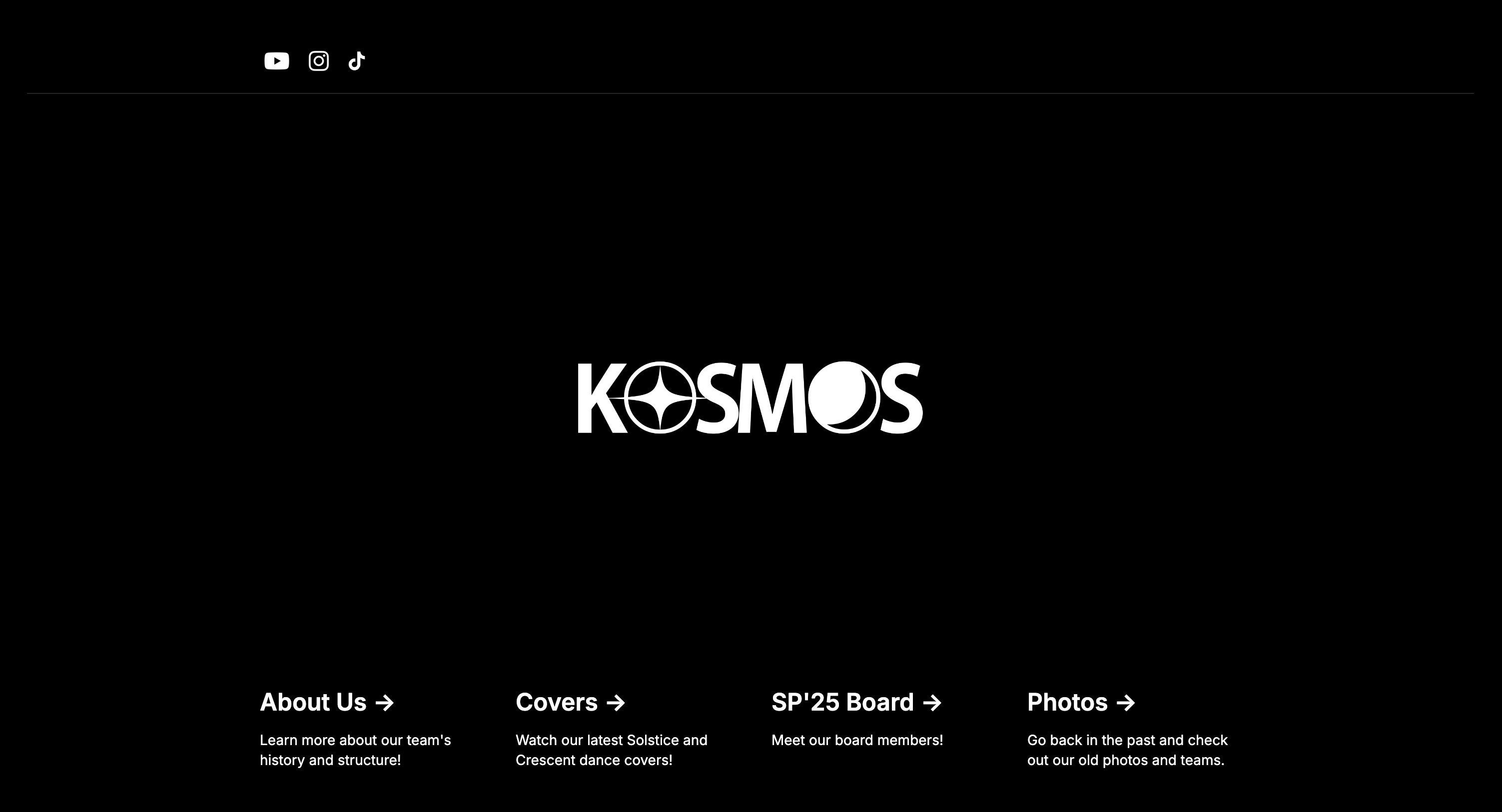 KOSMOS Website: Promotional and archival branding site for student organization